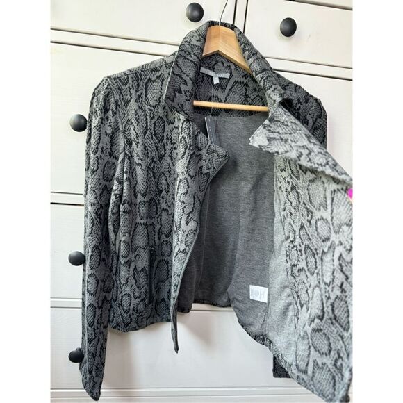 NWT Lemon Tart Designed California jacket snake print gray size S cardigan zip - Picture 9 of 13